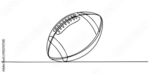 American football continuous one line drawing, Continuous one line drawing of an American football ball. Vector illustration of rugby ball isolated on white background. Minimalist sport equipment