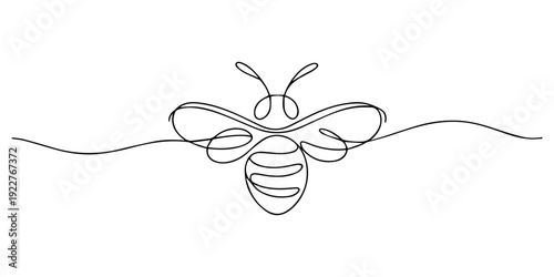 Fly Honey bee continuous one line drawing. Bee sign in line style. Vector illustration, continuous line of bees.one line drawing of flying bees. minimalist single line vector illustration. one line