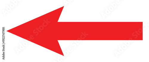 Vector trendy long arrow. Red horizontal long arrow vector. Vector red long arrow icon. Bold long arrow vector icon. A solid long arrow pointing isolated on a white background. 