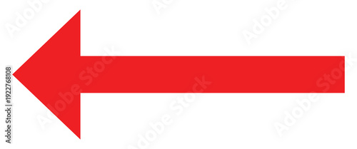 Vector trendy long arrow. Red horizontal long arrow vector. Vector red long arrow icon. Bold long arrow vector icon. A solid long arrow pointing isolated on a white background. 