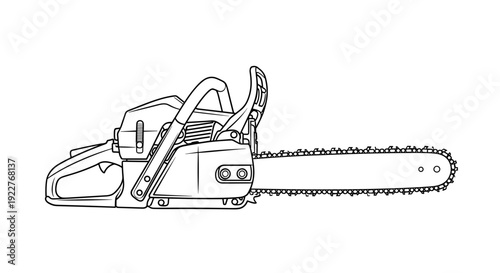 Black and White Chainsaw Illustration.