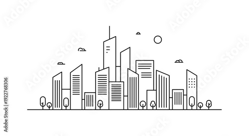 Cityscape with Skyscrapers and Buildings.