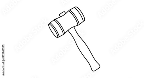 Simple Black and White Gavel Illustration.