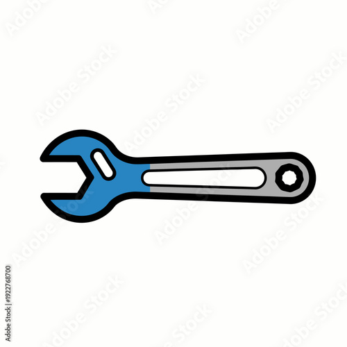 A wrench, a common tool used for tightening or loosening objects. This image showcases a detailed illustration of the tool