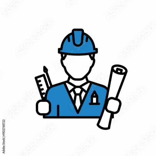 Architect holding blueprints and tools, conceptual image for construction, building, and design