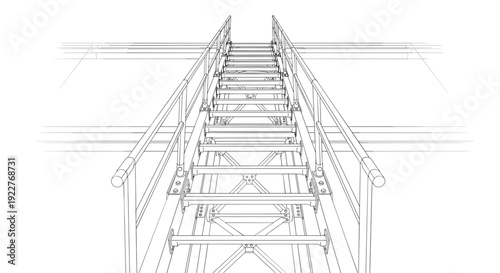 Stairway Leading Upwards with Railings.