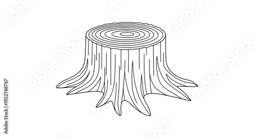 Tree Stump Illustration Simple Design.