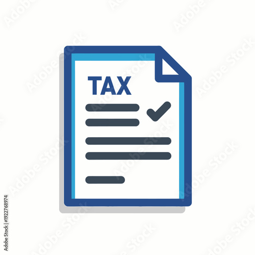 Tax document icon with checkmark, indicating tax return completed. The design is simple and neat