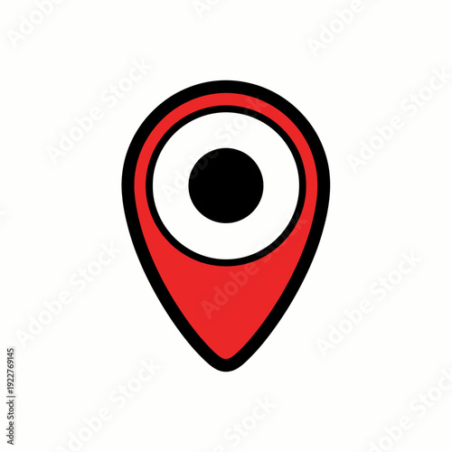 A red location pin symbol on a white background, representing direction and navigation Free Download A red location pin symbol on a white background, representing direction and navigation - GFXLoad