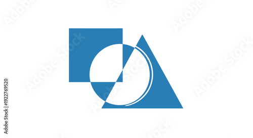 Blue geometric shapes logo design.