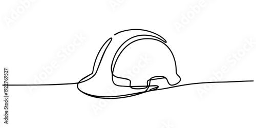 hard hat continuous one line drawing, Hard Hat continuous one line drawing, Continuous one line drawing of isolated hard hat. Hard helmet Editable stroke, Single-line drawing of a hard hat, Continuous