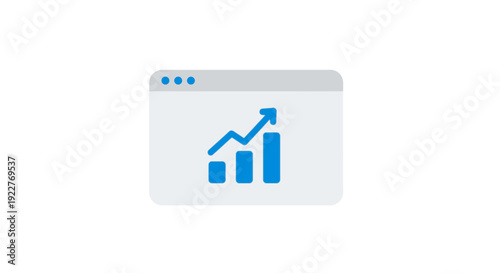 Blue graph with rising arrow chart.
