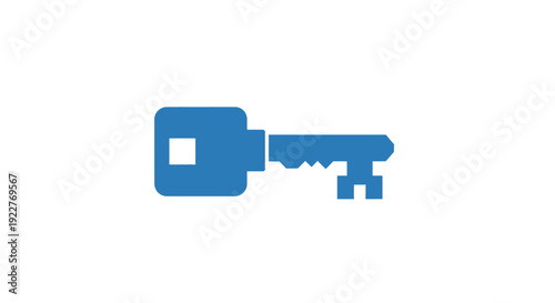 Blue House Key Icon Illustration.