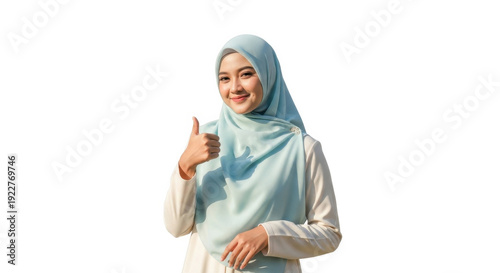Confident Muslim Woman Showing Thumbs Up