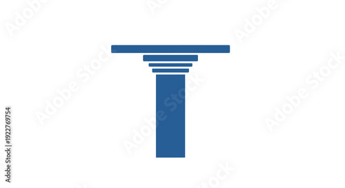 Blue T Shaped Object Icon Symbol.