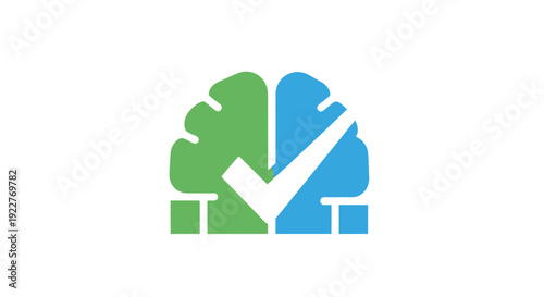 Brain with Check Mark Symbol.