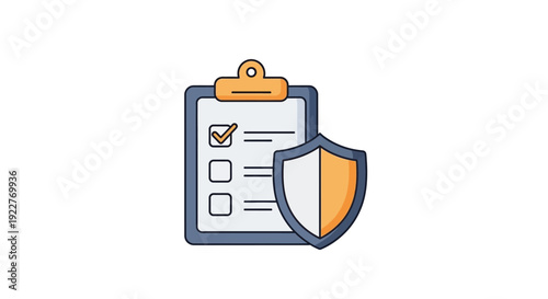 Clipboard with shield and checklist.