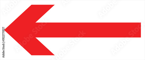 Long arrow icon, left large line, blue cursor, horizontal element, thick pointer vector long arrow icon. Blue arrow isolated on white background .