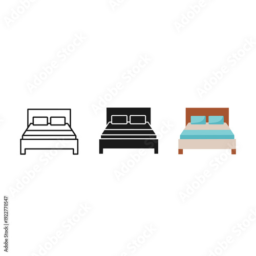 Three different styles of beds with various designs Vector