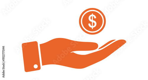 Hand holding a dollar coin symbolizing financial transactions and monetary exchange in business and commerce online