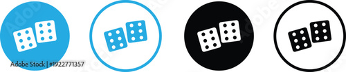 Pair of Dice Icons Set in Blue and Black Circles for Gaming, Gambling, and Luck Concepts