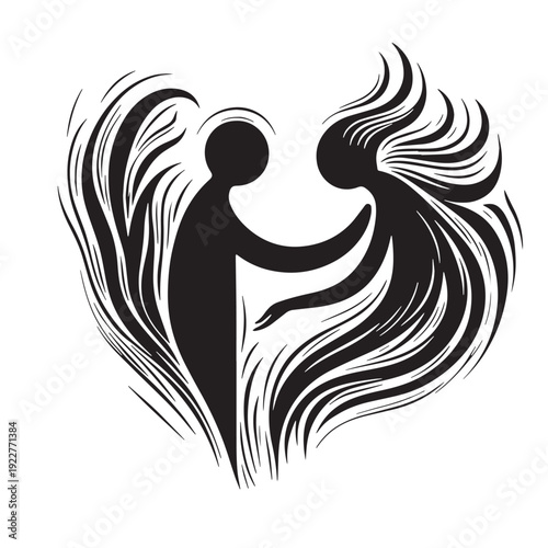 Black Kindness Silhouette Vector, High Quality Illustration on White Background
