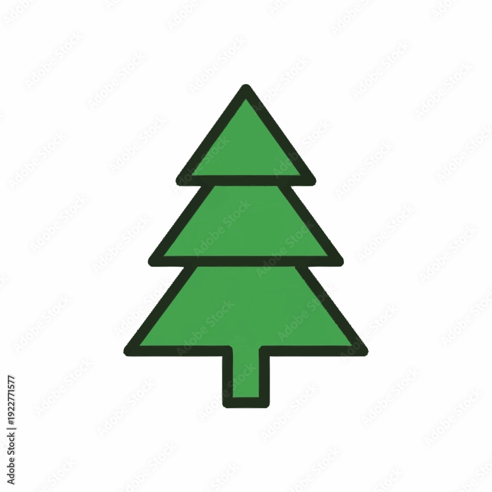 Fototapeta premium Simple Green Christmas Tree Icon Graphic.