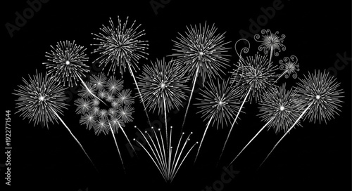 Spectacular display of fireworks illuminating the night sky with vibrant bursts of light.