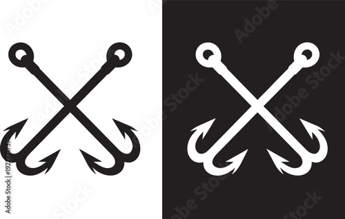 Fishing hooks collection,  fish hook logo icon, fishing hook silhouette vector illustration on a white background