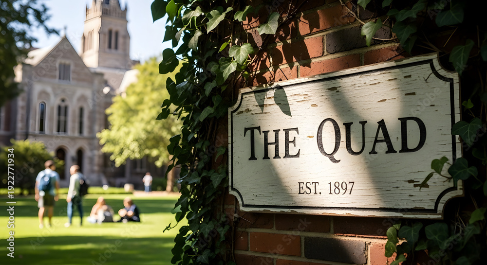 Obraz premium Heritage Academic Hall Historic Colonial Style University Building Exterior in Morning Light