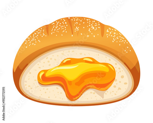 Freshly baked pastry roll with sweet apricot jam filling and soft texture for morning tea time - Vector Illustration