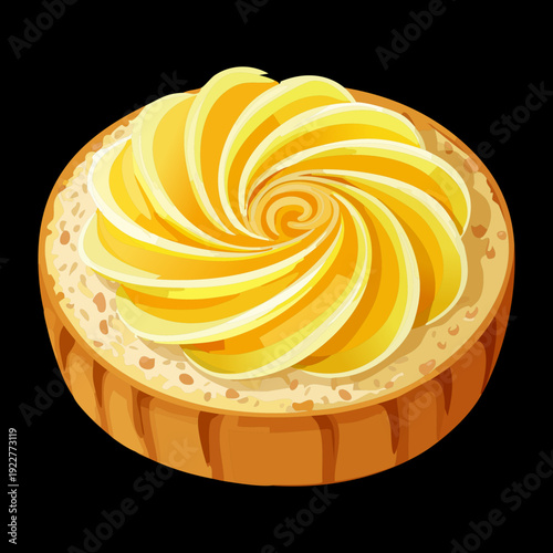 Gourmet lemon meringue tart with whipped cream swirl and sweet glaze for elegant bakery dessert treat - Vector Illustration