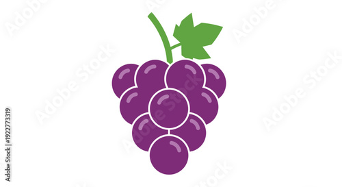 Vibrant vector illustration of a grape cluster with green leaf isolated