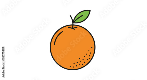 Orange fruit illustration with green leaf isolated on white background