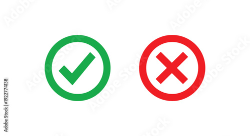 Green checkmark and red cross symbols representing approval and rejection 
