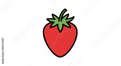Cartoon strawberry illustration isolated on white background with copy space