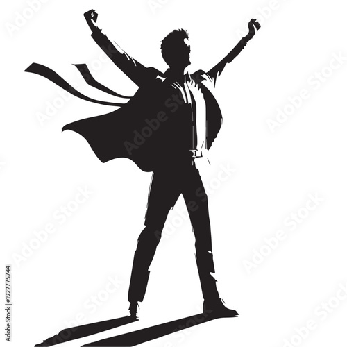 Black Motivation success pose Silhouette Vector, High Quality Illustration on White Background