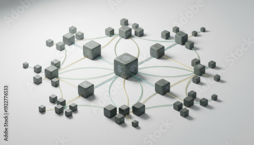 Wallpaper Mural Networked Blockchain Data Center Concept in Gray Cubes Torontodigital.ca