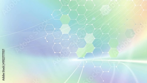 Abstract Hexagon Network Background with Soft Gradient Colors, Modern Digital Technology Template with Geometric Pattern and Data Connection Concept for Corporate Presentation Video