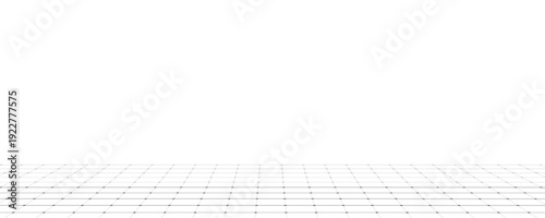 White background with gray perspective grid lines creating a square pattern. Template platform for technology, user interface, industry, science, blueprint, or infographic concept. Vector illustration