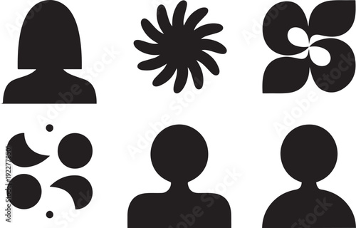 Minimal Tarot People and Abstract Symbols Black and White Vector Icons