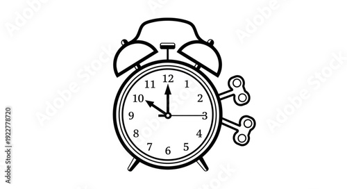 Vintage alarm clock showing time, perfect for timekeeping and reminders, classic design.