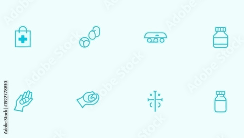 Medical icon set, pill and capsule medicine icon