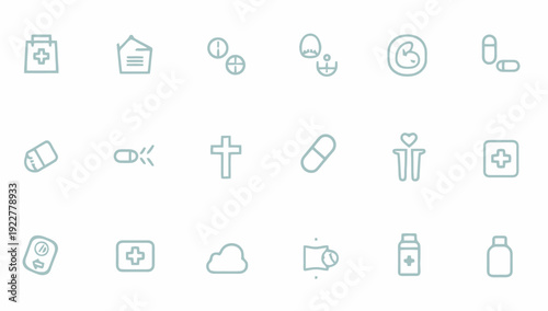 Medical icon set, pill and capsule medicine icon