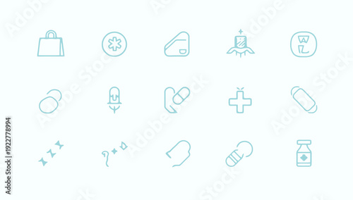 Medical icon set, pill and capsule medicine icon