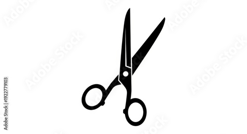 Sharp black scissors isolated on white background, ready to cut something.