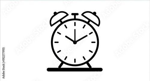 Classic alarm clock illustration showing time with bells and legs for waking up.