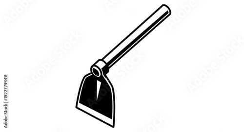 Detailed illustration of a garden hoe, perfect for agricultural tasks and gardening.