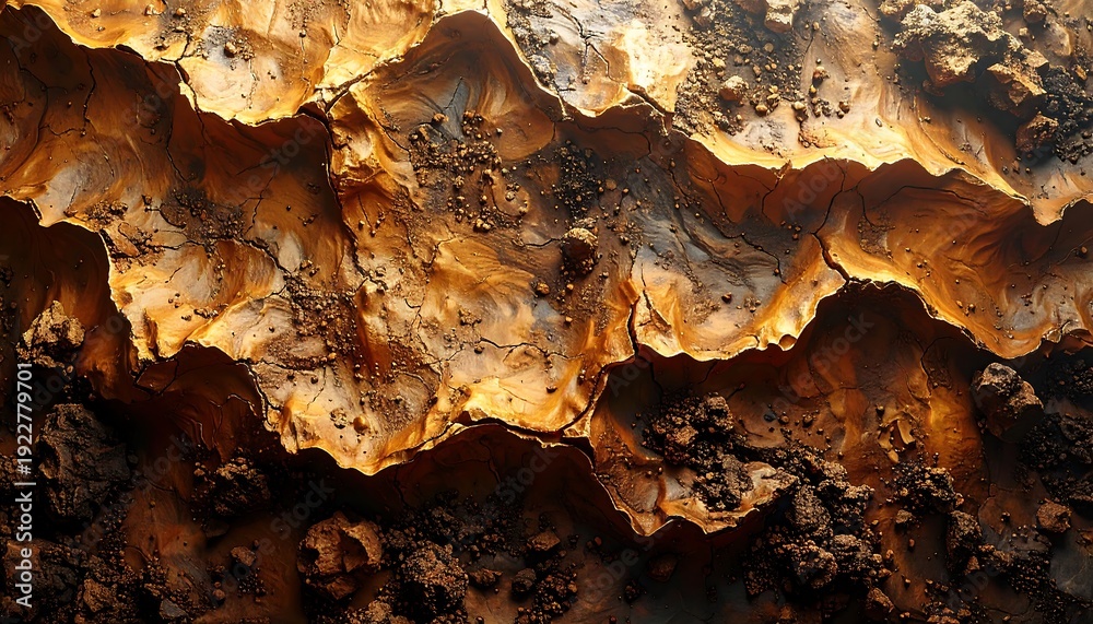Obraz premium Glowing cave illuminated by sunlight from above showcasing rocky texture and natural patterns in a breathtaking underground scene