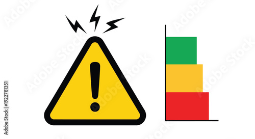 Warning sign with exclamation mark and traffic light chart